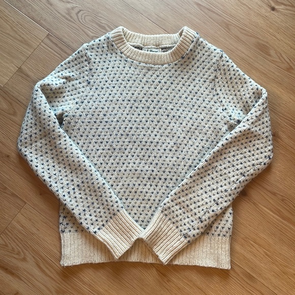 L.L. Bean Sweaters - L.L. Bean Cream Crewneck Sweater with Navy Dot Pattern